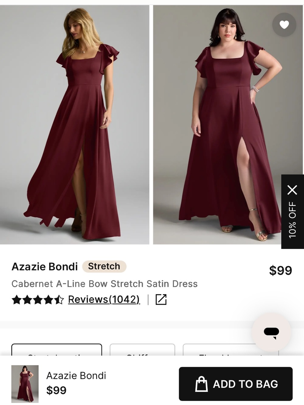 Azazie Cabernet Stretch Satin bridesmaids Dress